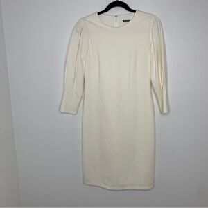 J. McLaughlin cream 3/4 sleeve sheath dress